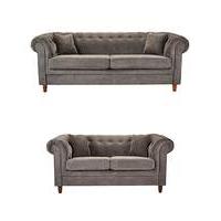 Chesterfield Fabric 3 and 2 Seater Sofa