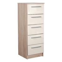 Chester 5 Drawer Tallboy in Oak and Cream