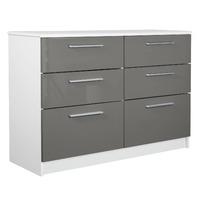 Chester 6 Drawer Chest in White and Grey