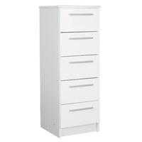 Chester 5 Drawer Tallboy in White