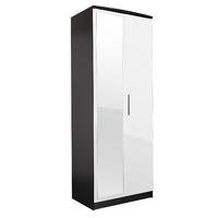 chester 2 door mirrored wardrobe in black and white