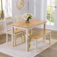Chichester Dining Set with 2 Chairs and 1 Bench Oak and Cream