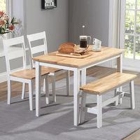 Chichester Dining Set with 2 Chairs and 1 Bench Oak and White
