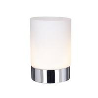 Chrome Touch Table Lamp With An Opal Glass Shade