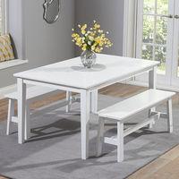 Chichester Dining Set with 2 Large Benches White