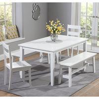 Chichester Dining Set with 2 Chairs and 2 Large Benches White