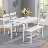 Chichester Dining Set with 2 Chairs and 1 Bench White