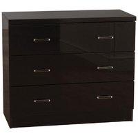 Charisma High Gloss 3 Drawer Chest in Black