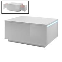 Chique Coffee Table In White High Gloss With 2 Drawers And LED