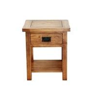 Chalet Wooden Lamp Table In Solid Rustic Oak With 1 Drawer
