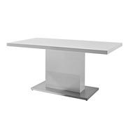 Chique Dining Table In White High Gloss With Shiny Metal Base