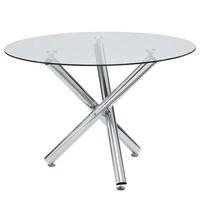 Charles Glass Dining Table Round In Clear With Chrome Legs