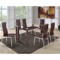 Charrell Clear Glass Top Dining Table With 6 Brown Chairs