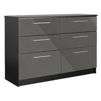 Chester 6 Drawer Chest in Black and Grey