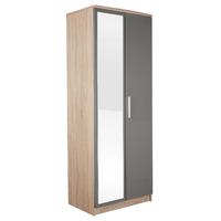 chester 2 door mirrored wardrobe in oak and grey