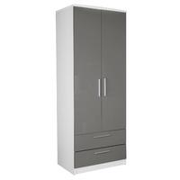 Chester 2 Door 2 Drawer Wardrobe in White and Grey