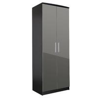 Chester 2 Door Plain Wardrobe in Black and Grey