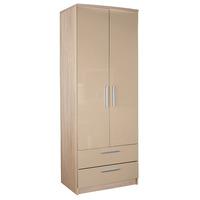 Chester 2 Door 2 Drawer Wardrobe in Oak and Cappucino