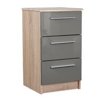 Chester 3 Drawer Bedside in Oak and Grey