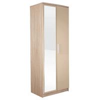 Chester 2 Door Mirrored Wardrobe in Oak and Cappucino