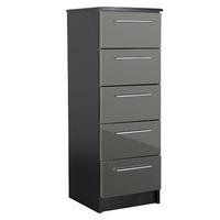 Chester 5 Drawer Tallboy in Black and Grey