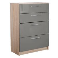 Chester 4 Drawer Chest in Oak and Grey