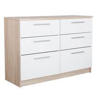 Chester 6 Drawer Chest in Oak and White