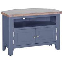 chalked oak 90 degree corner tv unit with 2 doors and 2 shelves wide d ...