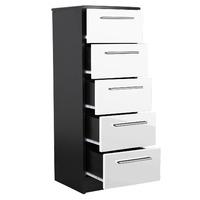 Chester 5 Drawer Tallboy in Black and White