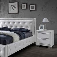 Christie 2 Drawer Bedside in White With Diamante Design