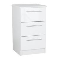 Chester 3 Drawer Bedside in White