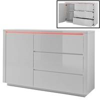 Chique 3 Drawers Chest In White High Gloss With LED Lighting