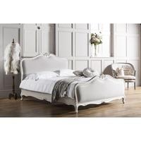 chic king linen upholstered bed in chalk