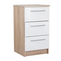 Chester 3 Drawer Bedside in Oak and White