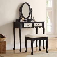 Chelsea Mirrored Dressing Table Set in Black