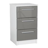 Chester 3 Drawer Bedside in White and Grey