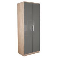 chester 2 door plain wardrobe in oak and grey