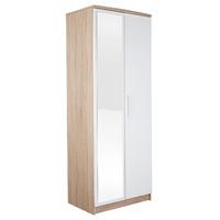 Chester 2 Door Mirrored Wardrobe in Oak and White