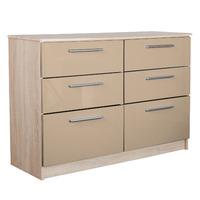 Chester 6 Drawer Chest in Oak and Cappucino