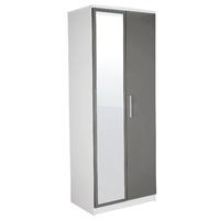 chester 2 door mirrored wardrobe in white and grey