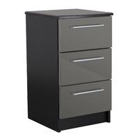 Chester 3 Drawer Bedside in Black and Grey