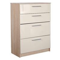 Chester 4 Drawer Chest in Oak and Cream