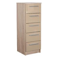 Chester 5 Drawer Tallboy in Oak and Cappucino