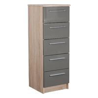 Chester 5 Drawer Tallboy in Oak and Grey