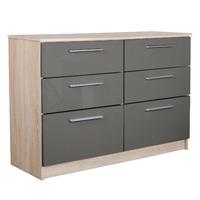 Chester 6 Drawer Chest in Oak and Grey