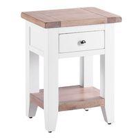 Chalked Oak 1 Drawer 1 Shelf Bedside Table Pure White
