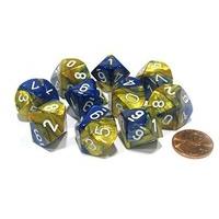 chessex dice sets gemini blue gold with white ten sided die d10 set 10