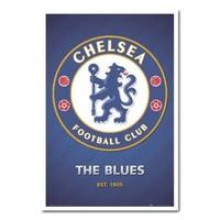 Chelsea FC Club Crest Poster White Framed - 96.5 x 66 cms (Approx 38 x 26 inches)
