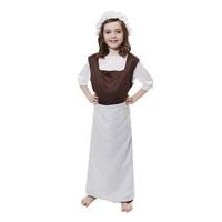 Childs Kids Tudor Victorian Poor Girl Peasant Maid Fancy Dress Costume 7-9 Years