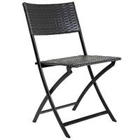 Charles Bentley 3 Piece Rattan Wicker Amalfi Bistro Set Folding Chairs And Table Outdoor Garden Furniture - Grey